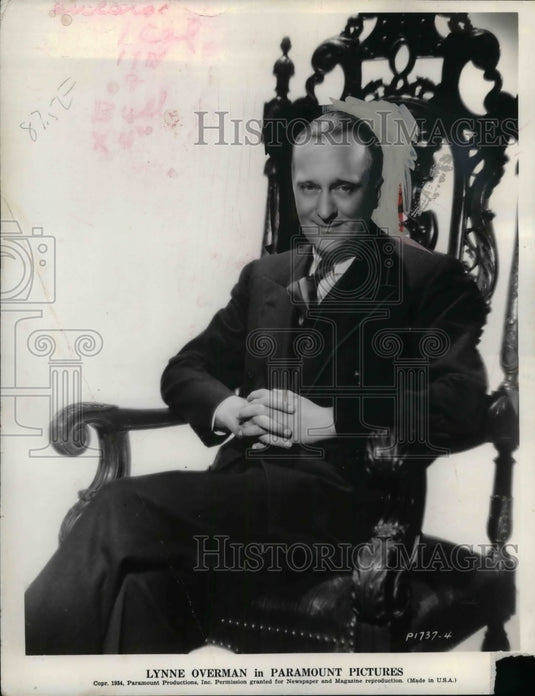 1934 Press Photo Actor Lynne Overman for Paramount Pictures - Historic Images