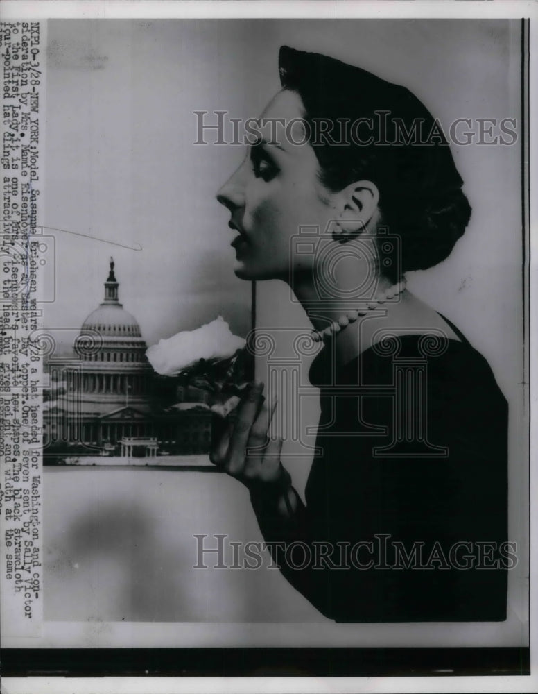 1956 Model Susanne Erichsen To Washington As Easter Day Topper - Historic Images