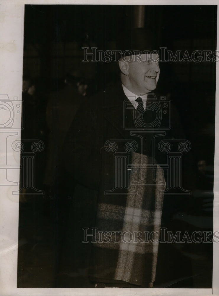 1937 Press Photo Bank Of England Executive Sir Otto Niemeyer Visits New York - Historic Images