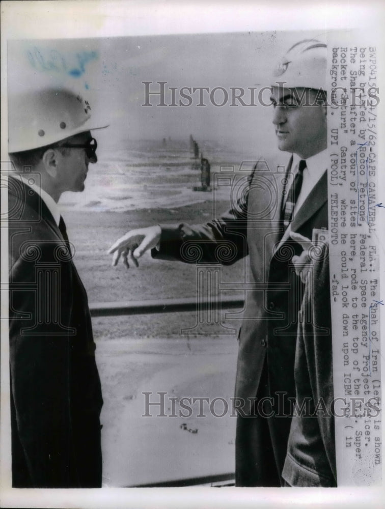 1962 Press Photo Cape Canaveral Shan of Iran Rocco Petrone - nea33935-Historic Images