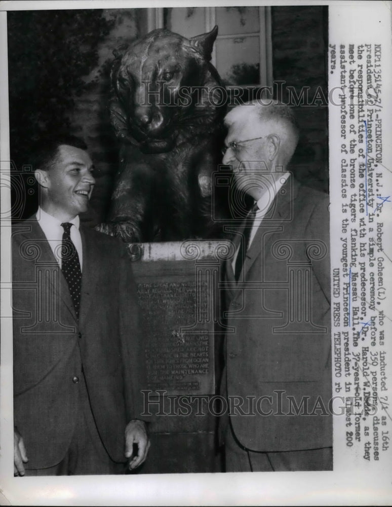 1957 Press Photo Dr. Robert Goheen &amp; Dr. Harold Dodds At Princeton University - Historic Images