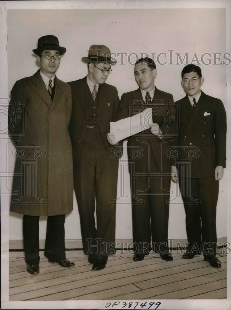 1937 Press Photo Japanese Embassy Secretary R. Koha,Mr.Harada,M.Atawa - Historic Images