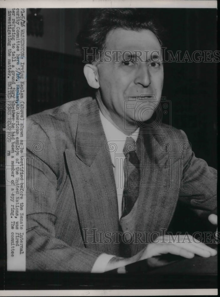 1952 Senator Irving Kaplan Testifying Before The Senate Committee - Historic Images