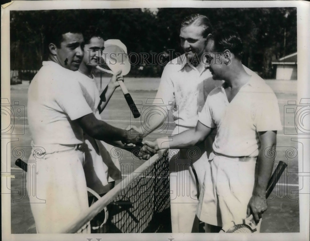 1938 Press Photo Daniel Hernandez, E. Tapia, J. Bromwich, A. Quist - nea34240-Historic Images