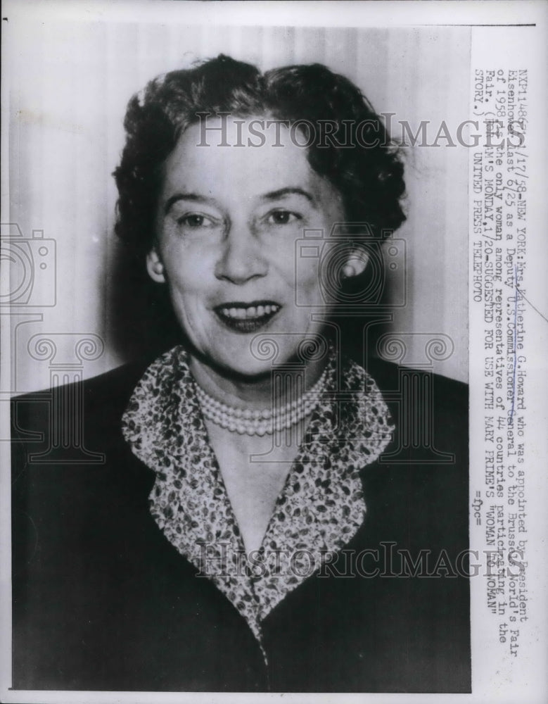 1958 Press Photo President Eisenhower Appoints Katherine Howard - Historic Images