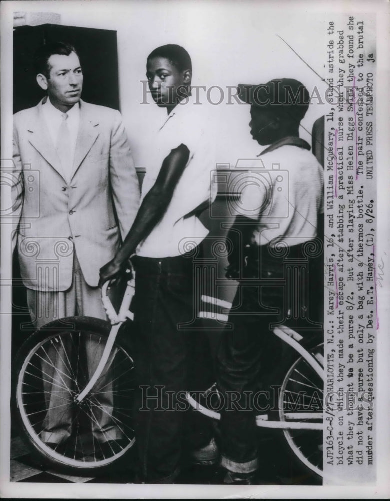 1953 Karey Harris,William McQueary in custody of Det ET Haney - Historic Images
