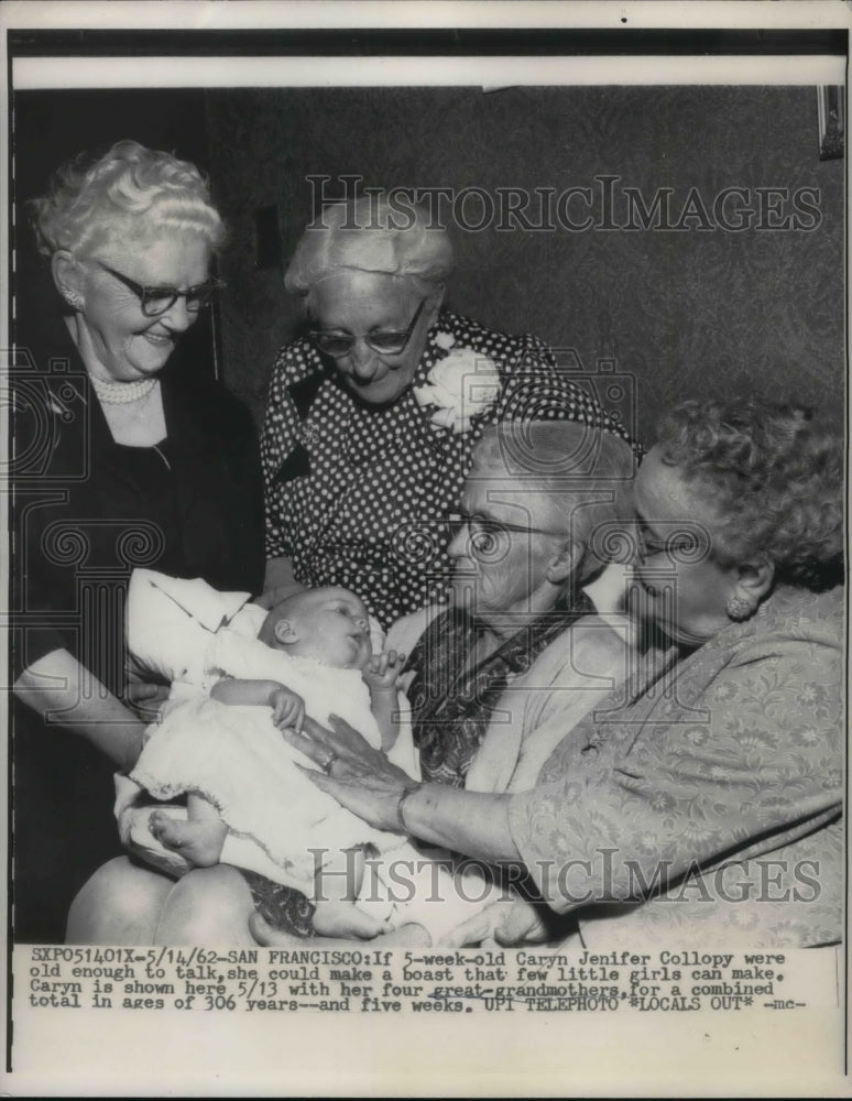 1962 Caryn J Collopy &amp; her 4 great grandmothers in San Francisco - Historic Images