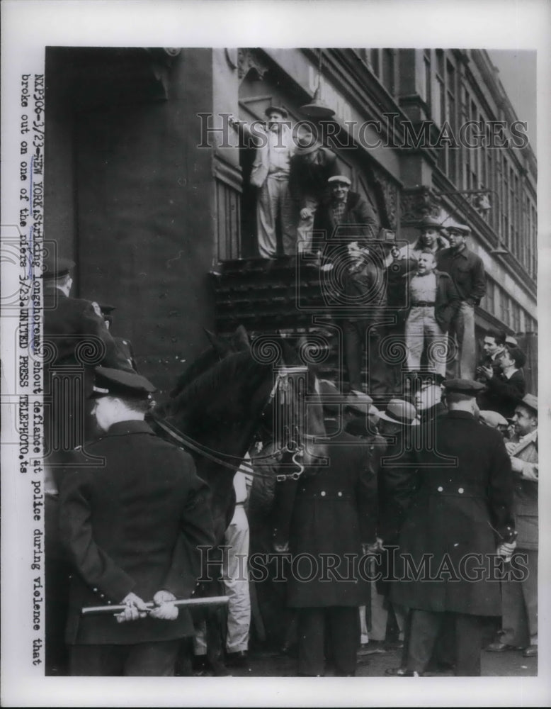 1951 Striking Longshoremen Defy Police During Violence  - Historic Images