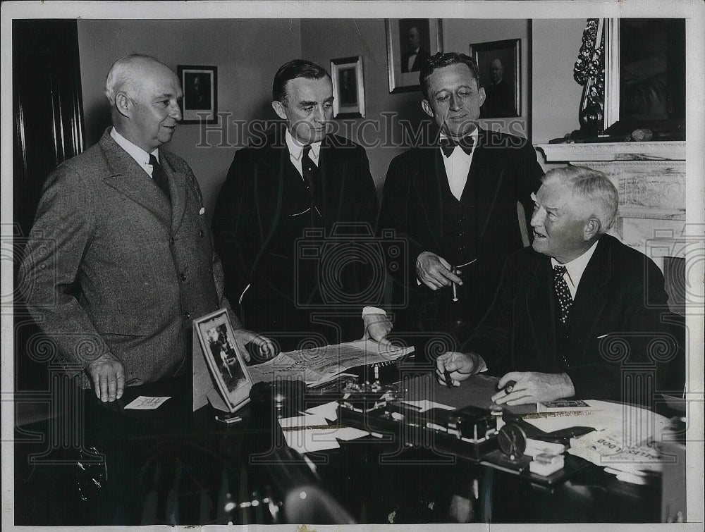 1937 Press Photo VP John Garner, Sen Ernest Gibson, Joseph O&#39;Mahoney - nea35639-Historic Images