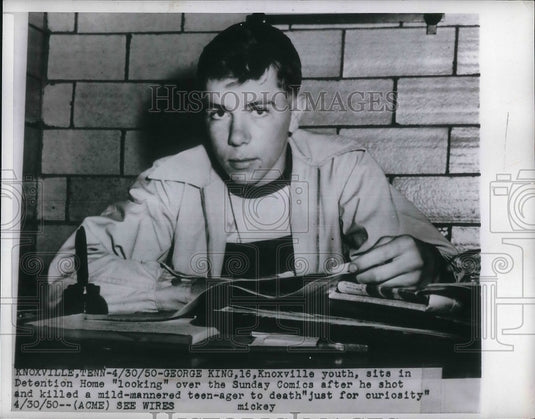 1950 Press Photo Teen George King In Detention for Murder of Fellow Teen - Historic Images