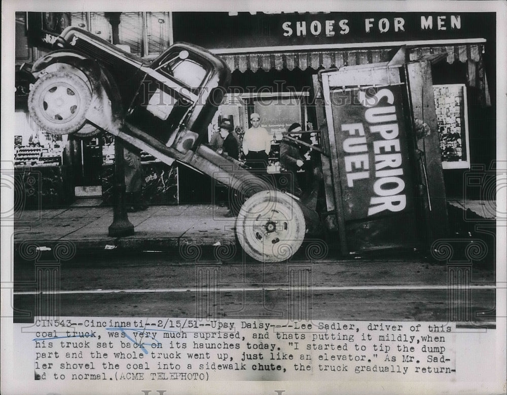 1951 Coal Truck Tips When Lee Sadler Starts Dumper - Historic Images
