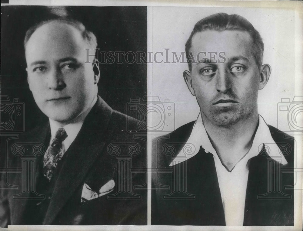 1933 Press Photo Joseph Pliemeier &amp; Wm Oswald in custody for a shooting - Historic Images