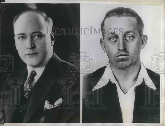1933 Press Photo Joseph Pliemeier & Wm Oswald in custody for a shooting - Historic Images