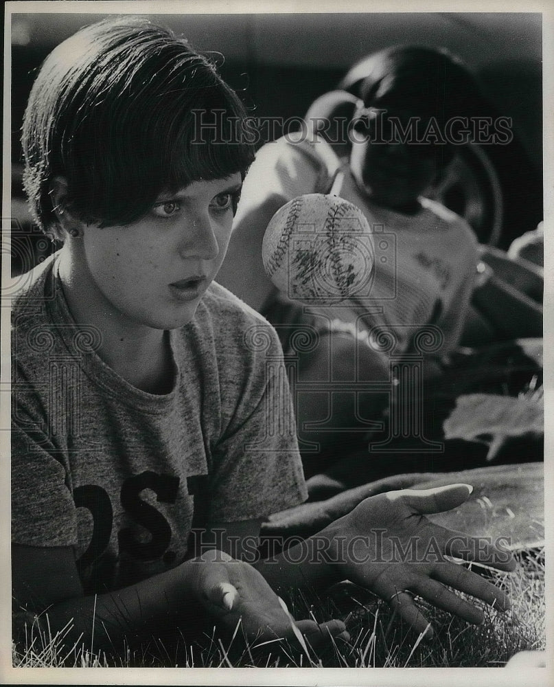 Press Photo Miss Diane Lewandowski tossing a baseball - nea36092 - Historic Images