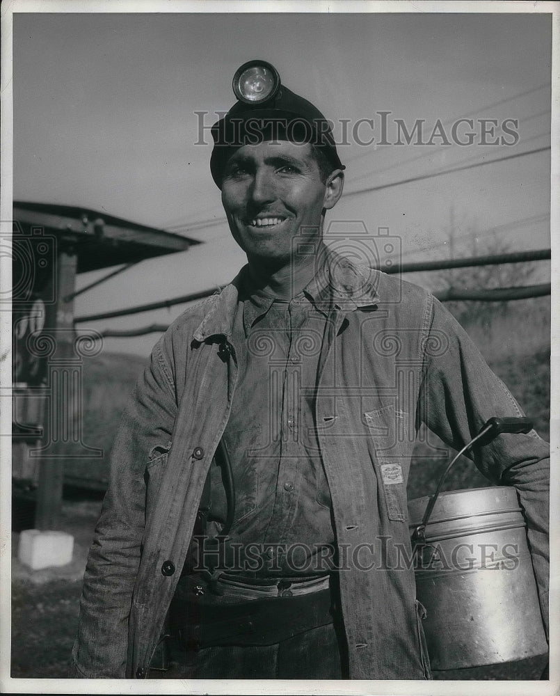 1945 Joe Akers, Bituminous Coal Miners, cutting Machine Operator. - Historic Images