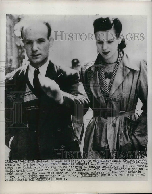 1953 Press Photo Michael Kavanagh & Wife Hannah To Move To California-Historic Images