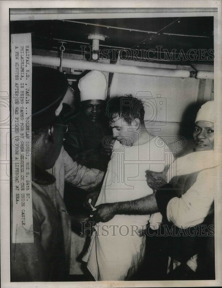 1948 Press Photo Boleslaw Girski after rescue from lifeboat at sea - nea36269 - Historic Images