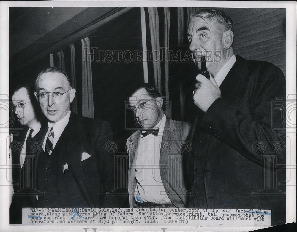 1950 Press Photo David Cole &amp; John Dunlop &amp; C Ching, negotiate with coal Union-Historic Images