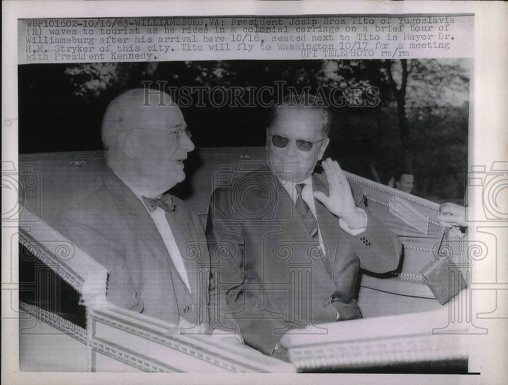 1963 Press Photo President Josip Broz Tito of Yugoslavia, Mayor Dr. H.M. Stryker - Historic Images