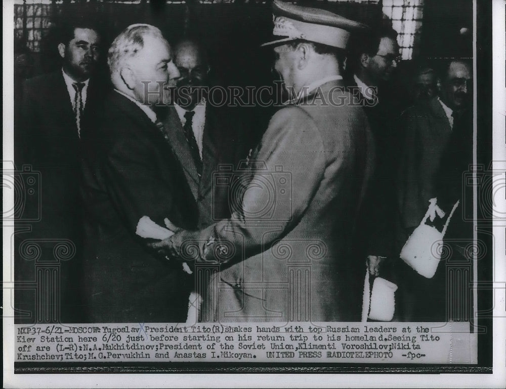 1956 President Tito Shakes Hands With Top Russian Leaders - Historic Images