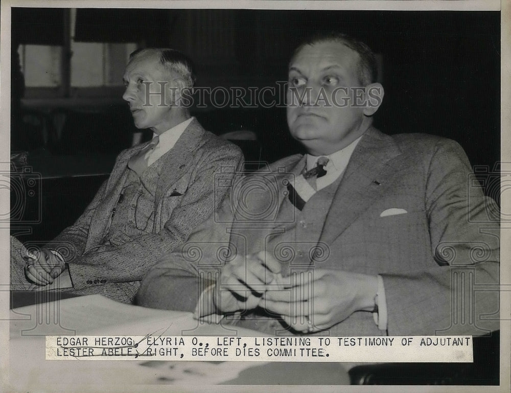 1938 Press Photo Edgar Herzog Listens To Testimony From Lester Abele - nea36586 - Historic Images