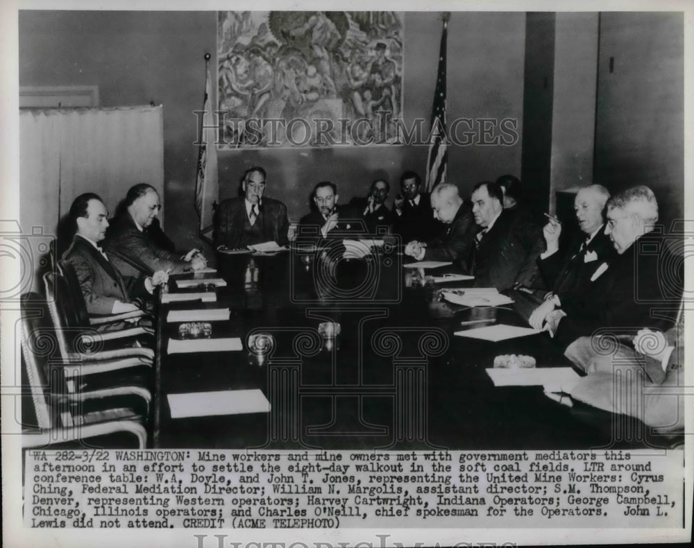 Press Photo Mine Workers meet with government John T. Jones, W.A. Doyle, Cyrus - Historic Images