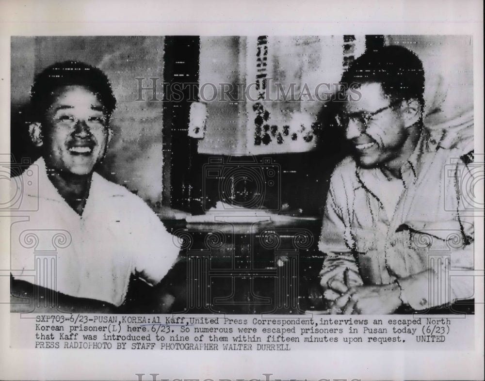 1953 UPI Correspondent All Kaff interview North Korean Prisoner. - Historic Images