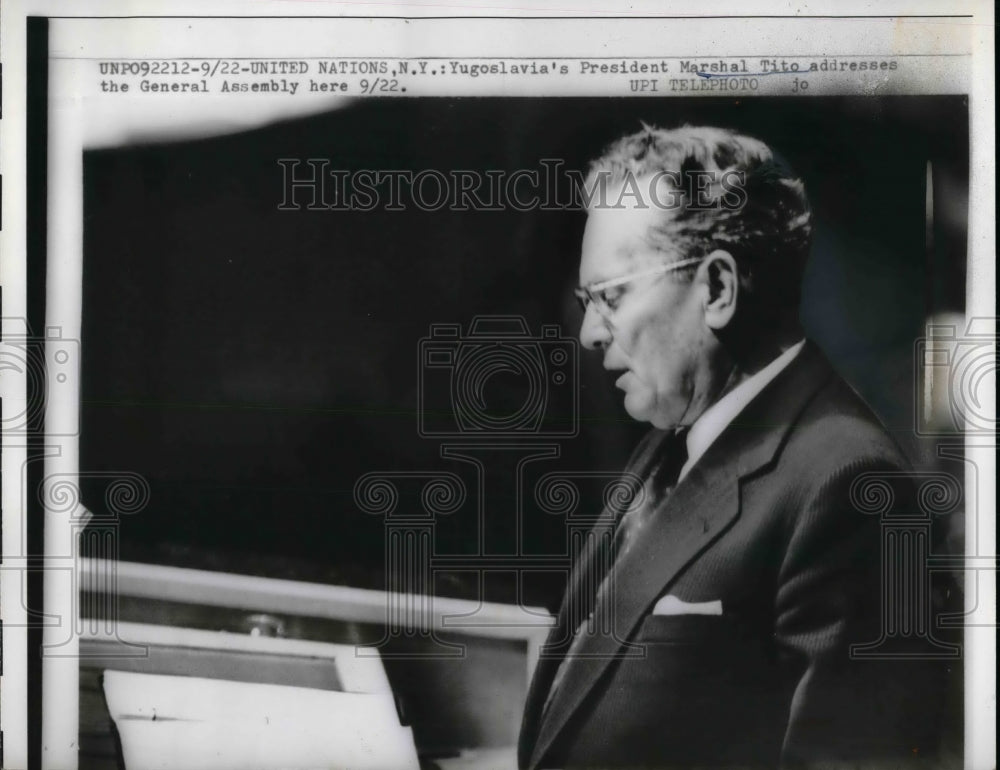 1950 Press Photo President Marshall Tito of Yugoslavia at the UN - Historic Images