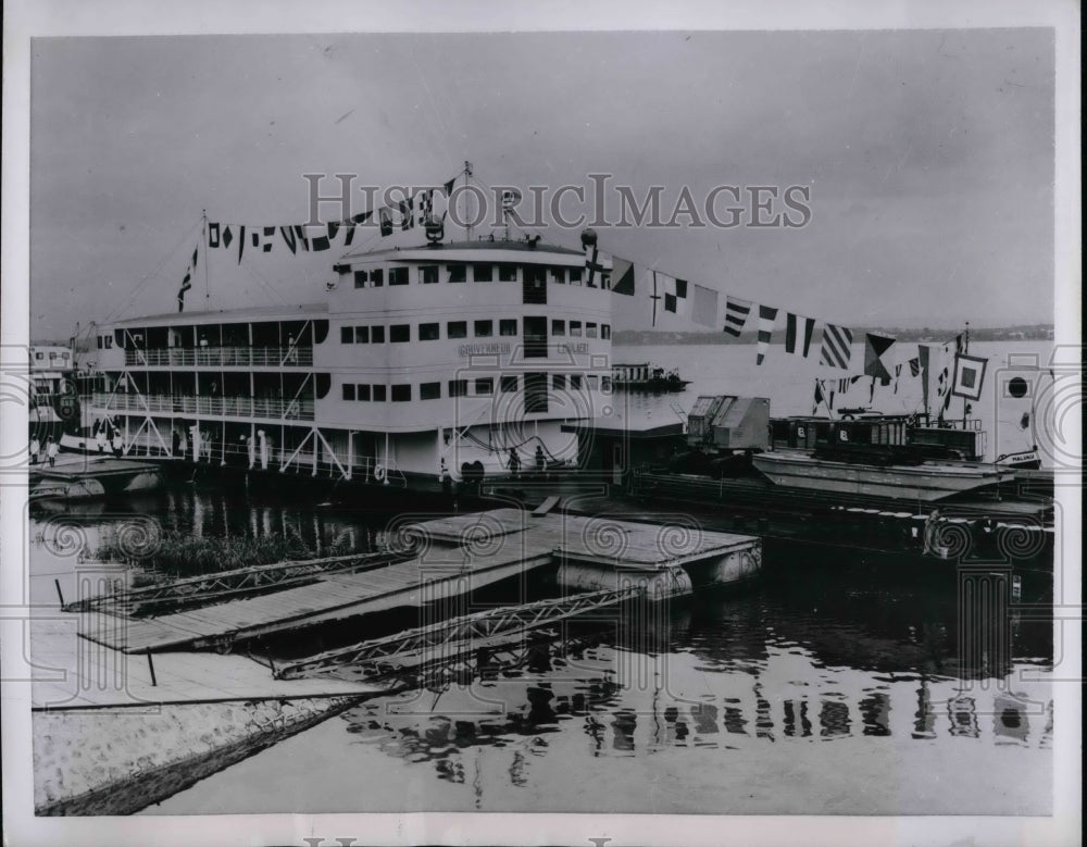 1954 SE end of Lake Tanganika in Belgian Congo &amp; a steamboat - Historic Images