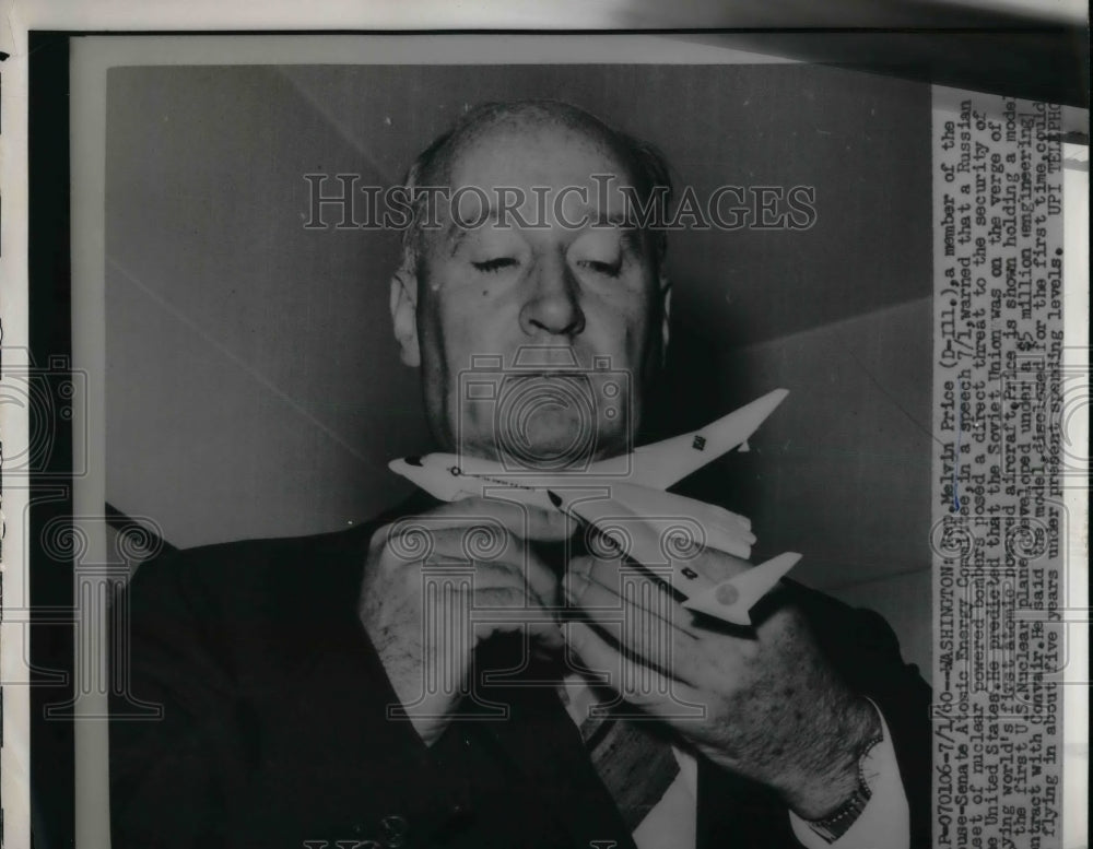 1960 Press Photo Rep Melvin Price Member of Atomic Energy Committee - nea37188-Historic Images