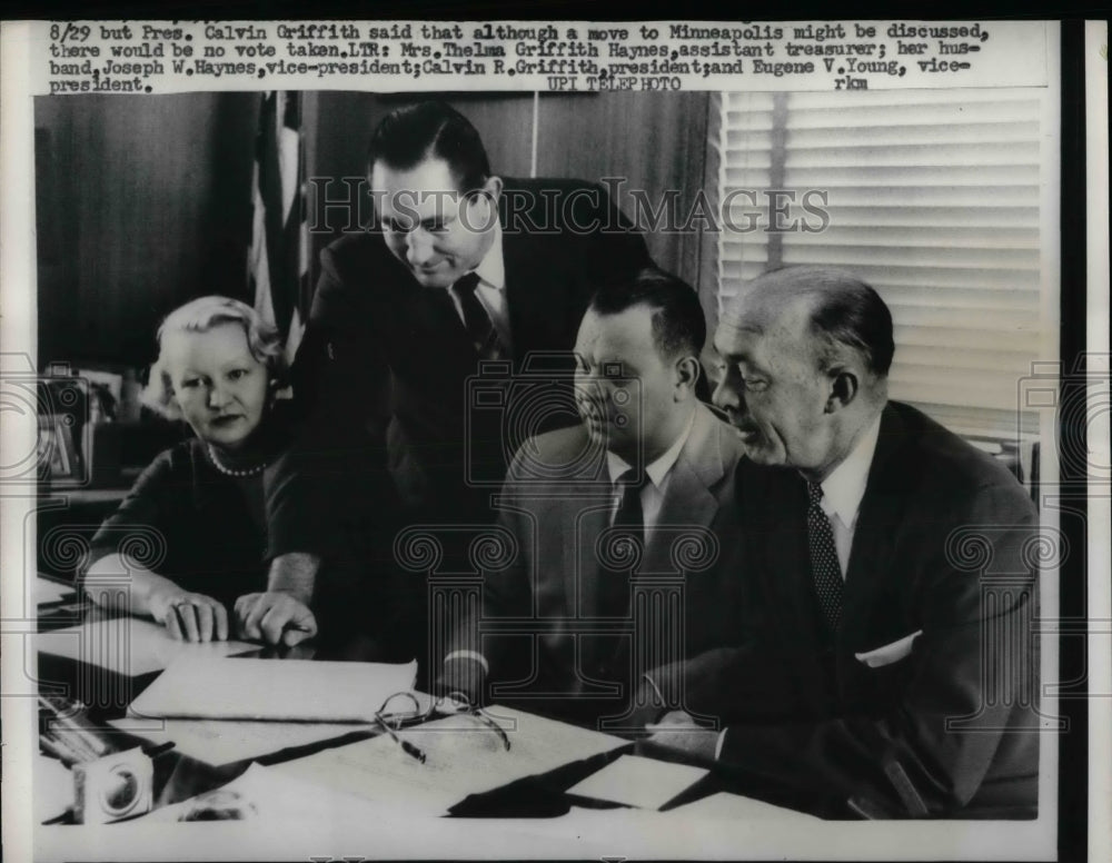 1959 Press Photo Wash. Senators board of dirs. Griffith,Haynes, Young - Historic Images
