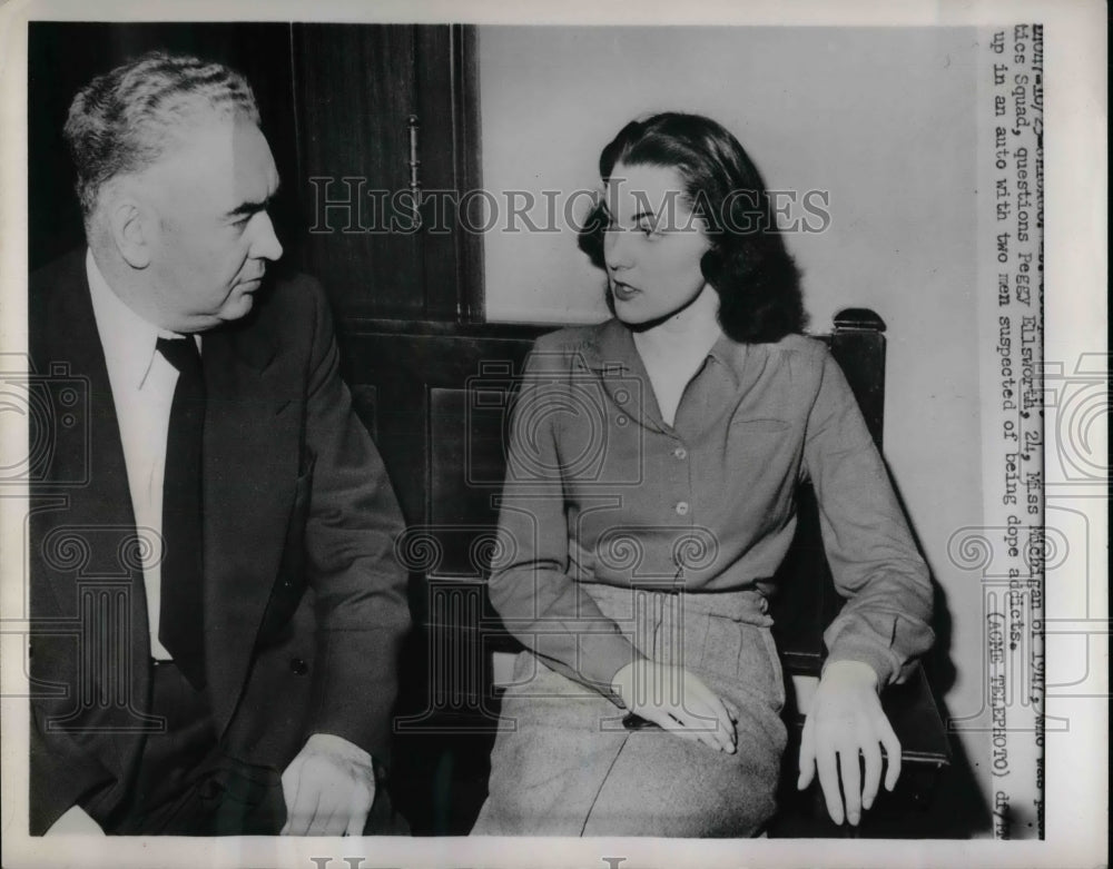 1951 Joseph Healy Head of Chicago Police Questions Peggy Ellsworth - Historic Images