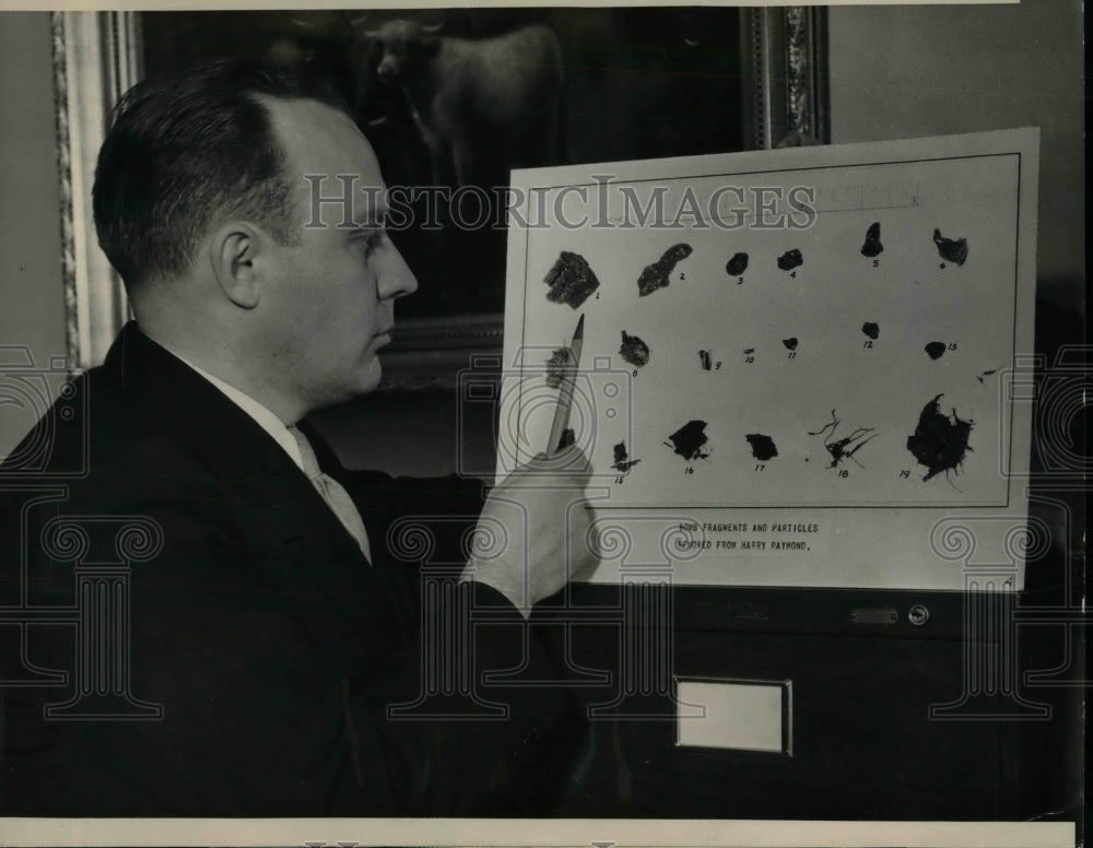 1938 Press Photo William Harper Shows Bomb Recreation To Jury - nea37353 - Historic Images