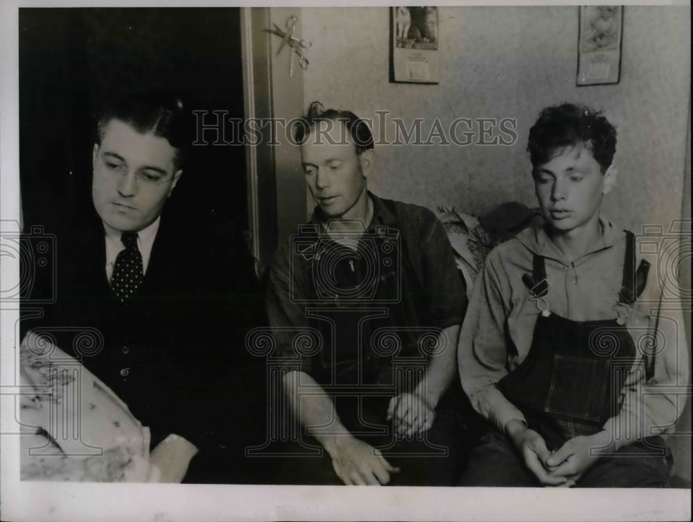 1937 Press Photo Coroner Dr Eckerman, Orla Shaw &amp; Harold Best at inquest - Historic Images