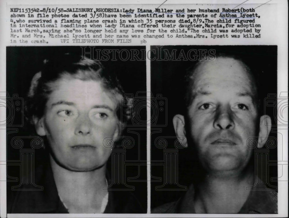 1958 Press Photo Lady Diana Miller & husband Robert - nea37453-Historic Images