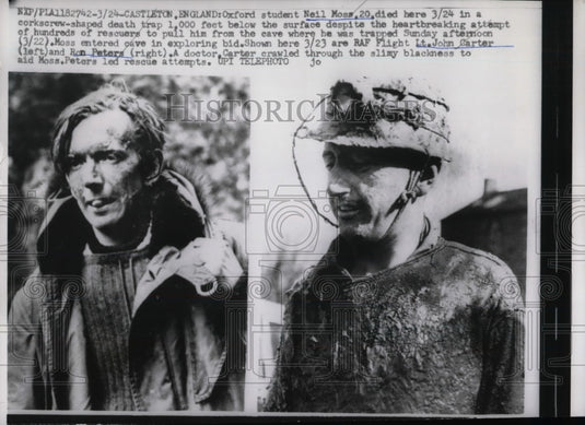 1959 RAF Lt John Carter & Ron Peters after attempt to recuse man - Historic Images