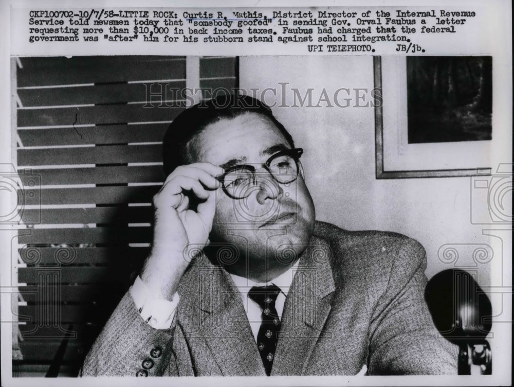 1958 Curtis Mathis, Little Rock , Ark IRS director  - Historic Images