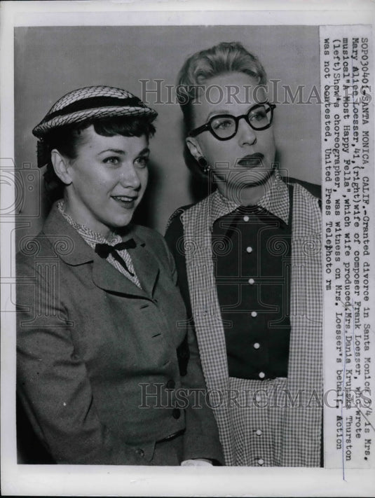 1957 Mary Alice Loesser Granted Divorce  - Historic Images