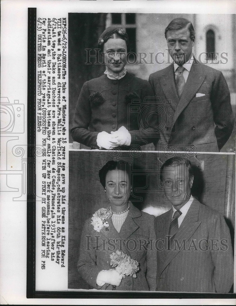 1954 Duke of Windsor,Mrs Wallis Simpson to wed  - Historic Images