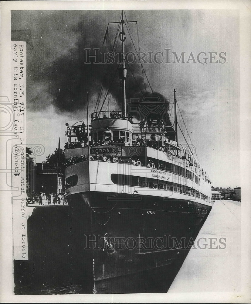 1949 Press Photo Fire Aboard S.S. Moronic Ship - nea38570 - Historic Images