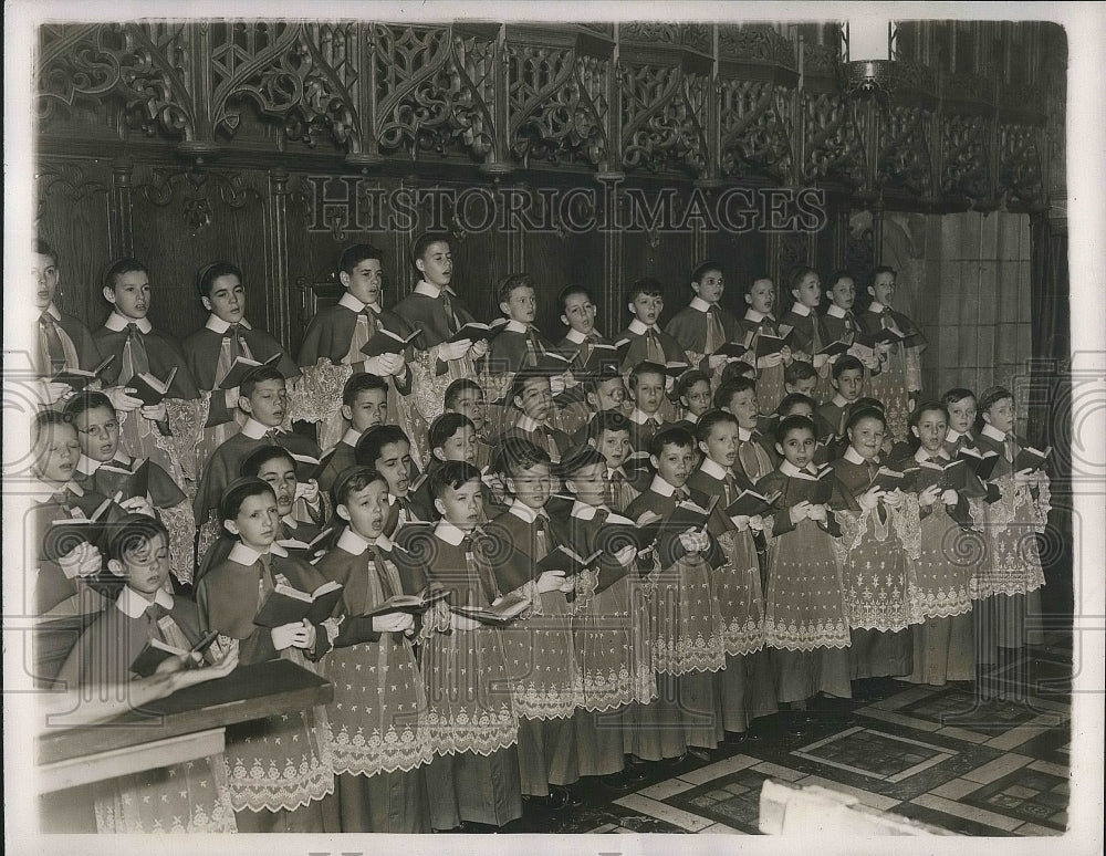 1939 of a group of choir boys singing in church - Historic Images