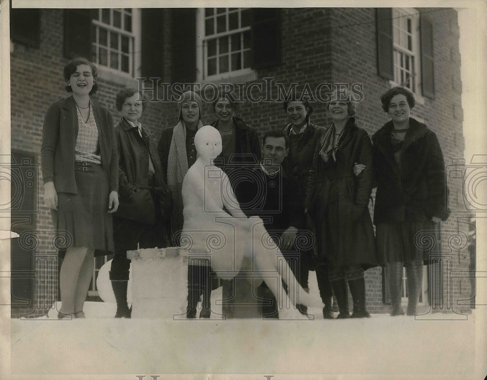 1929 Press Photo D.A. Mac Cormack of Cleveland with Ice Lady-Historic Images