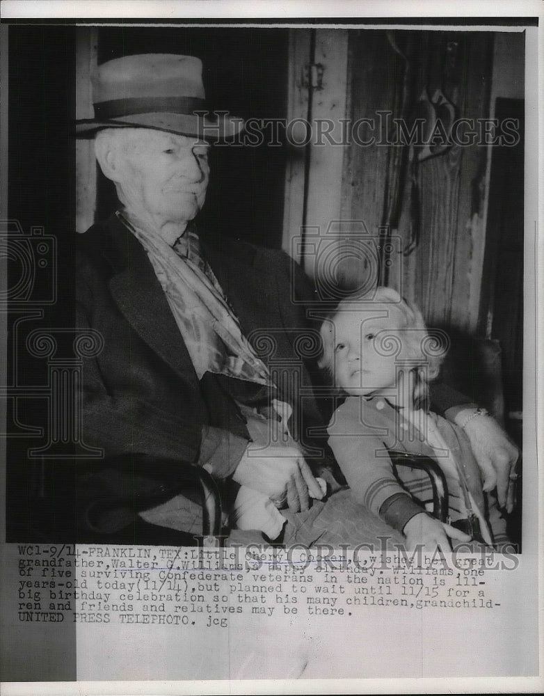 1953 Press Photo Civil War Veteran Walter Williams POses With Granddaughter-Historic Images
