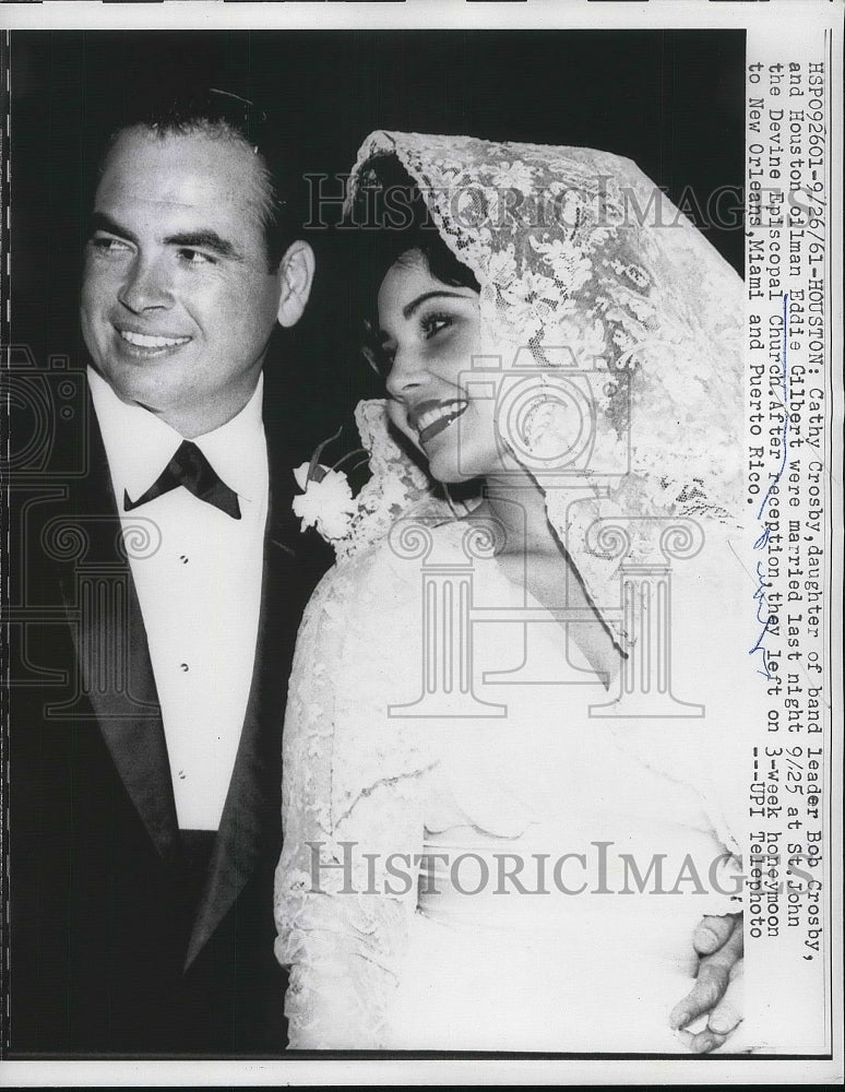 1961 Press Photo Cathy Crosby&#39;s Wedding Photo. - Historic Images