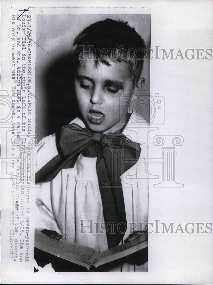 1956 Press Photo Louis Biel, choir boy at First Presbyterian Church, Charleston-Historic Images