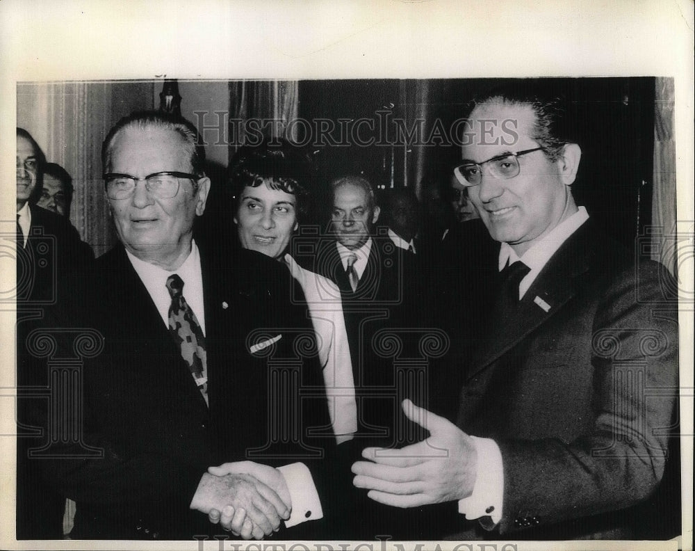 1971 Press Photo Italian Prime Minister Emilie Colombo, Yugoslavian Pres. Tito - Historic Images