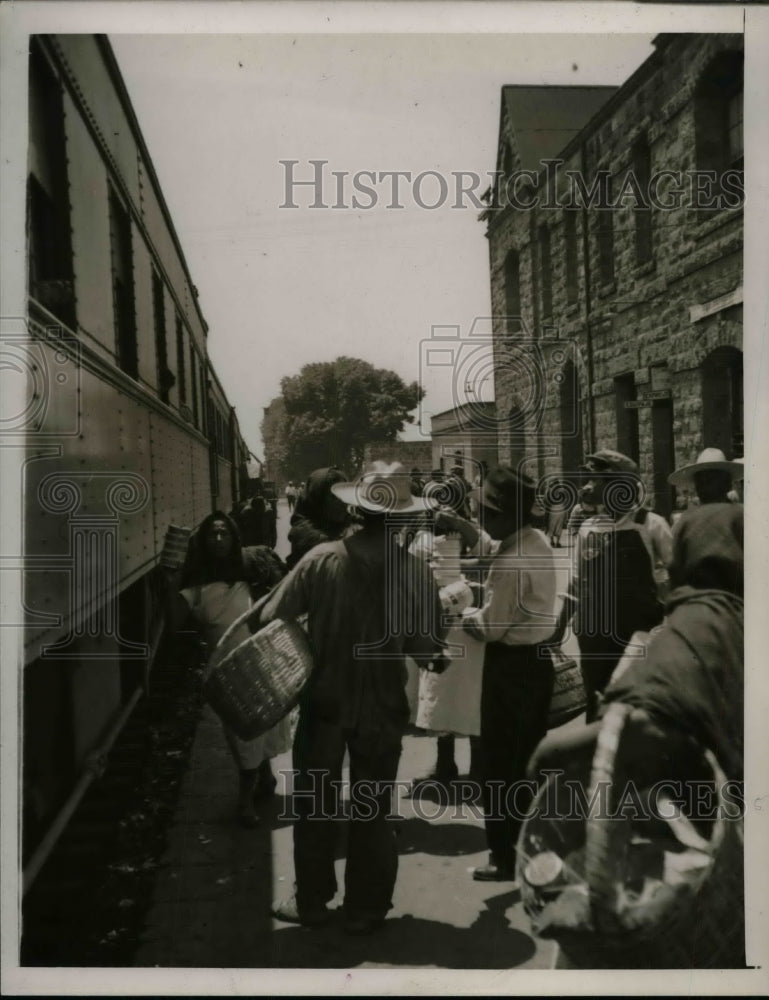 Escobedo Train Station Passengers Purchasing Goods From Sellers - Historic Images