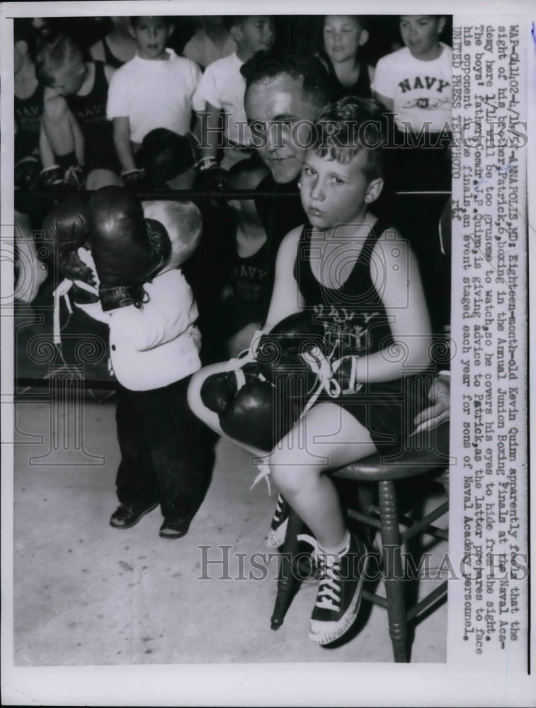 1957 Press Photo Kevin Quinn Does Not Want To See Brother Patrick In Boxing Ring - Historic Images