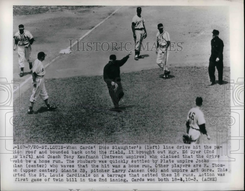 1950 Press Photo Enos Slaughter, St. Louis Cardinals, Ed Dyer, Tony Kaufmann - Historic Images