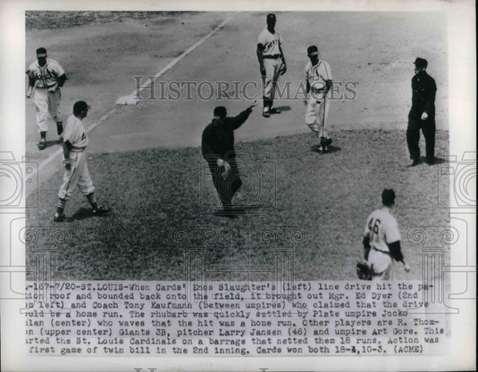 1950 Press Photo Enos Slaughter, St. Louis Cardinals, Ed Dyer, Tony Kaufmann - Historic Images